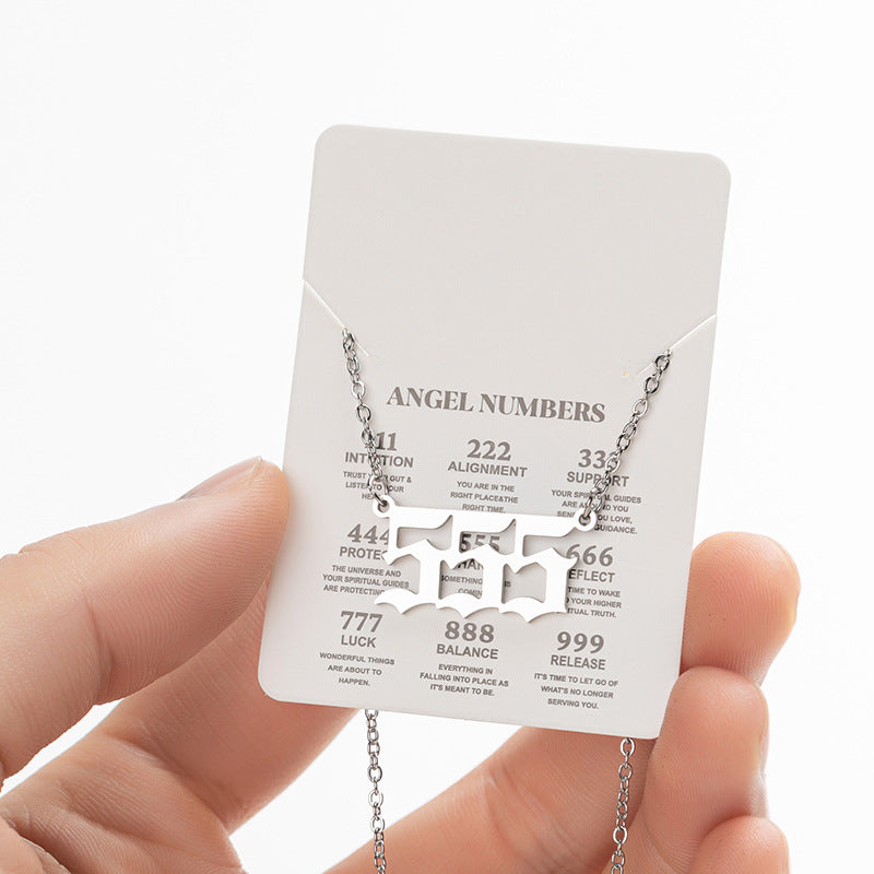 Wholesale Stainless Steel Angel Lucky Number Pendant Necklace